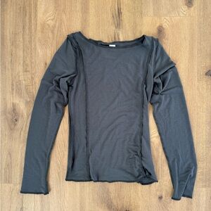 H&M Exposed Seam Dark Grey Long-Sleeve Top